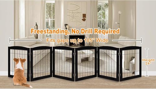 LZRS Temporary Gate in 24"Height-6 Panel, Black