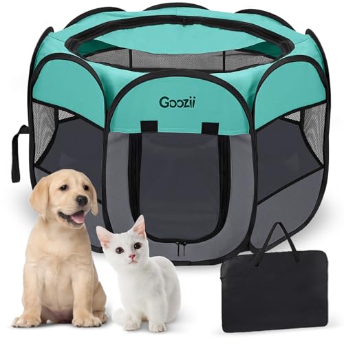Goozii Pet Playpen in Small, Green-Gray
