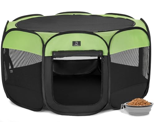 A 4 Pet Pet Playpen in M(40.55"x40.55"x20.5"), Green+Black