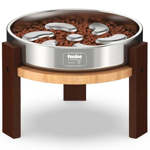 Feedoo Pet Feeder in 7'' Height Stand, 7" Height 3Cups Slow Feeder