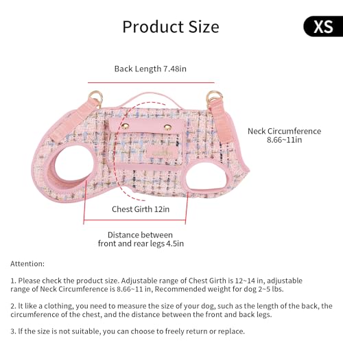 wakytu Animal Harness in X-Small(2-5 LBS), 2.0 Pink