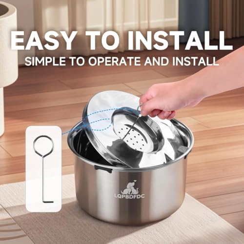 LQPBDFDC Animal Water Dispenser in 5.6L-Round, silver