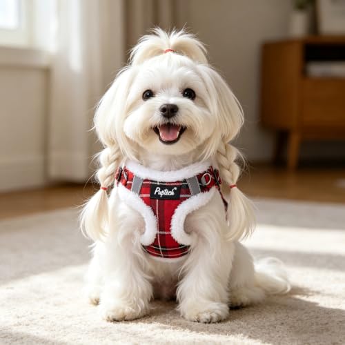 PUPTECK Animal Harness in XS (9-13lbs, Chest 14"-16"), #3 Red(Plush Plaid)