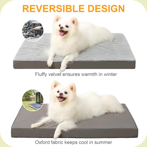 KSIIA Pet Bed Mat in 23.0"L x 17.0"W x 3.0"Th, Light Grey