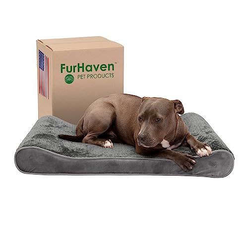 Furhaven Pet Bed Mat in Large, Minky Plush & Velvet (Gray)