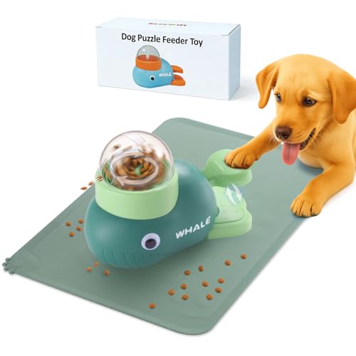 Star&Mi Pet Feeder in Whale-Green With Mat