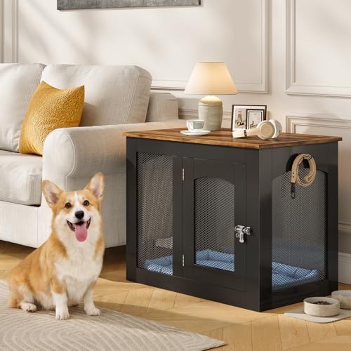 CHOEZON Animal Cage in 30.1"L x 13.2"W x 23.8"H, Black and Walnut