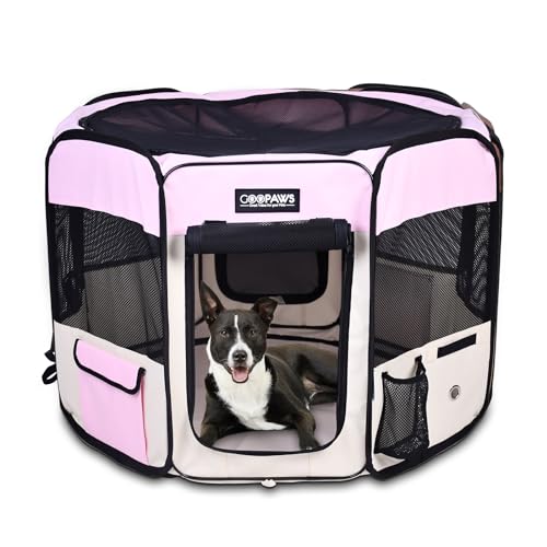 JESPET Pet Playpen in 45x45x24 Inch (Pack of 1), Pink