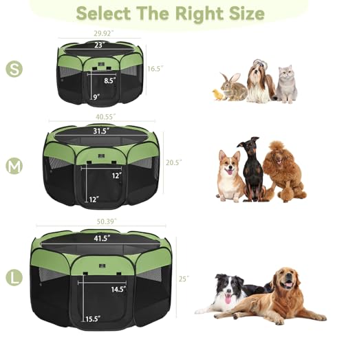 A 4 Pet Pet Playpen in S(29.92"x29.92"x16.5"), Green+Black