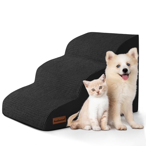 aodisman Animal Stair in Standard 3-Step 15.7"H, Black