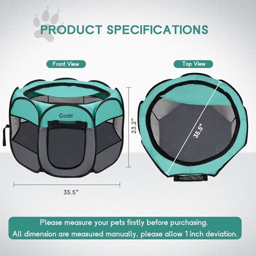 Goozii Pet Playpen in Small, Green-Gray