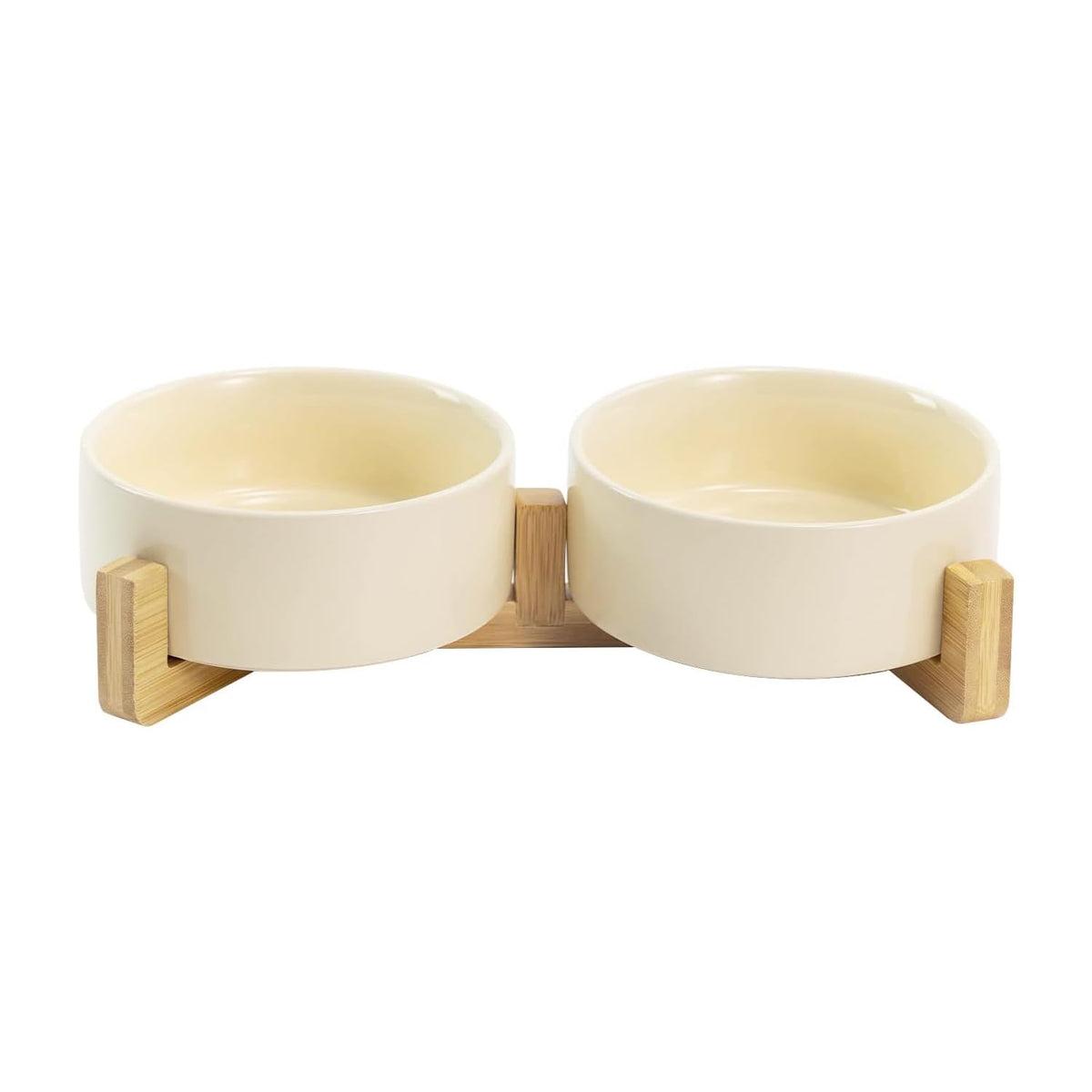 SPUNKYJUNKY Pet Feeder in 1.7 cups, Beige × 2