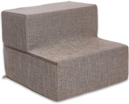 Best Pet Supplies Animal Stair in H: 12 Inches (Foldable), Brown Linen