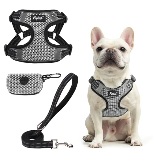 PUPTECK Animal Harness in L (25-33lbs, Chest 20"-25"), #1 Grey(Breathable Mesh)
