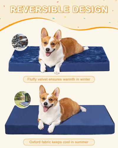 KSIIA Pet Bed Mat in 23.0"L x 17.0"W x 3.0"Th, Blue