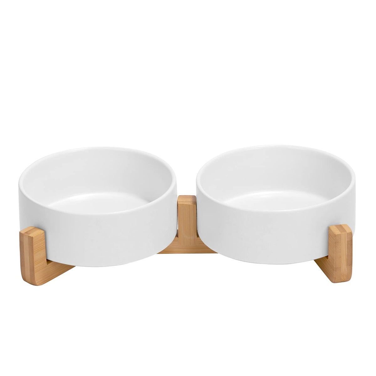 SPUNKYJUNKY Pet Feeder in 1.7 cups, White × 2