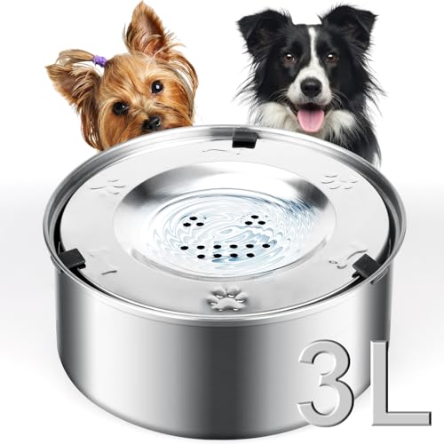 LQPBDFDC Animal Water Dispenser in Round, silver