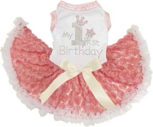 Petitebella Pet Apparel in X-Small, White/Dusty Pink Floral