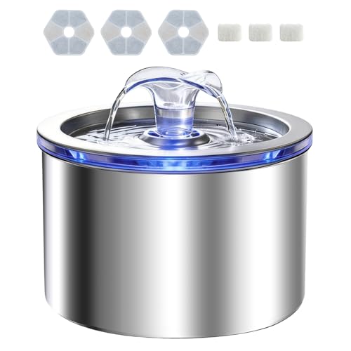 Zvaiv Animal Water Dispenser in Silver+ 3 Filters + 3 Pump Sponges