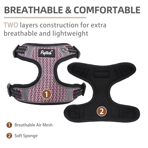 PUPTECK Animal Harness in S (13-17lbs, Chest 15"-18"), #1 LightPink(Breathable Mesh)