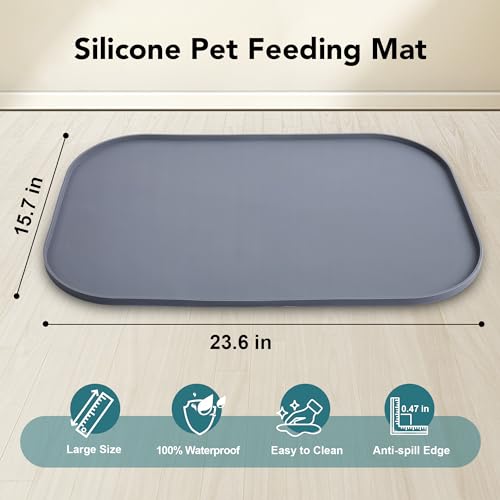UPSKY Pet Feeder in N-3 in 1 with Mat (Grey)
