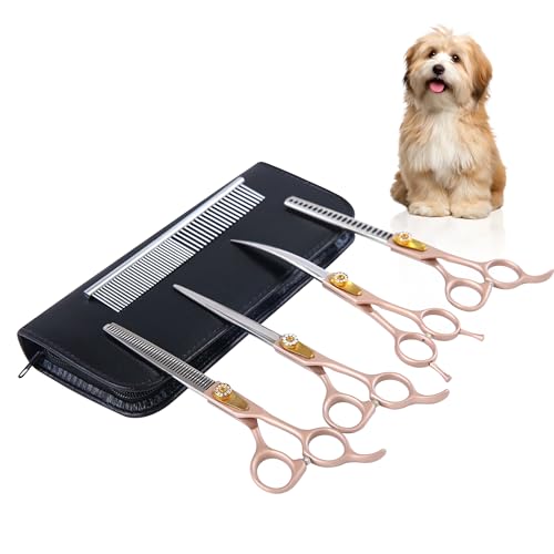 hyzrqwyw Scissors in 4 pieces - Professional Kit, Rose Gold