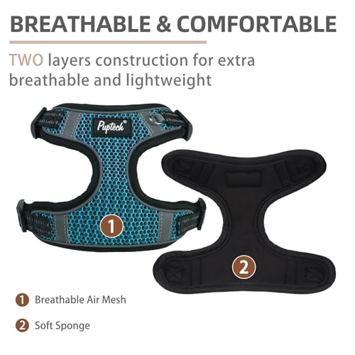 PUPTECK Animal Harness in S (13-17lbs, Chest 15"-18"), #1 Blue(Breathable Mesh)