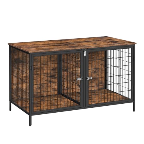 MAHANCRIS Animal Cage in 43.3"L x 21.7"W x 26.4"H, Rustic Brown