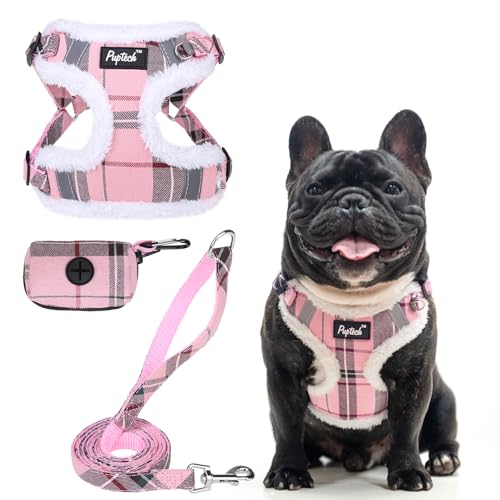 PUPTECK Animal Harness in L (25-33lbs, Chest 20"-25"), #3 Pink(Plush Plaid)