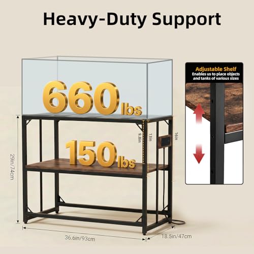 MEWSDEN Item Stand in (40 Gallon)36.5"x18.5", Rustic Brown-with Power Outlets