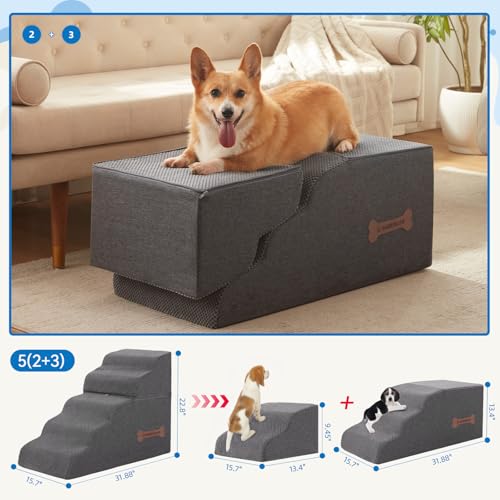 Nordjager Animal Stair in 31.8"D x 15.7"W x 22.8"H, Dark Grey