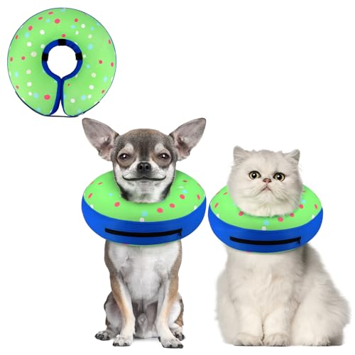 Supet Animal Recovery Collar Cone in XS(Neck 4"-7"), Donut Green