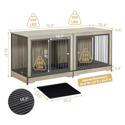 Rovibek Animal Cage in 38.9"L x 25.2"W x 27.2"H, Brown