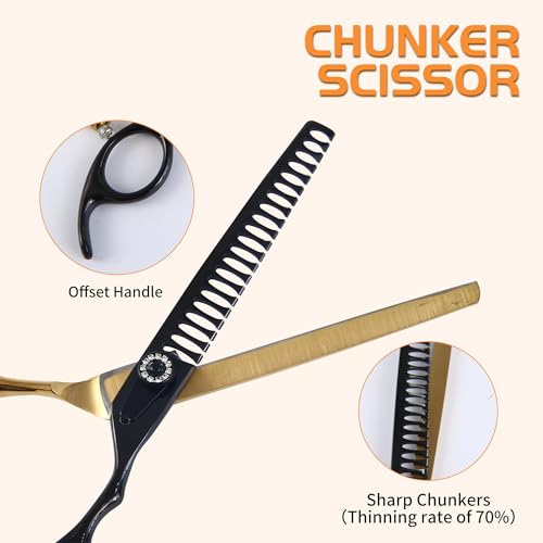 hyzrqwyw Scissors in 4 pieces - Professional Kit, Black Gold