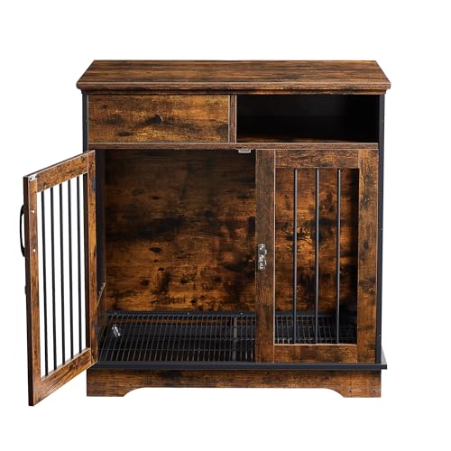 NicBex Animal Cage in 32.3"L x 22.8"W x 33.5"H, Rustic Brown