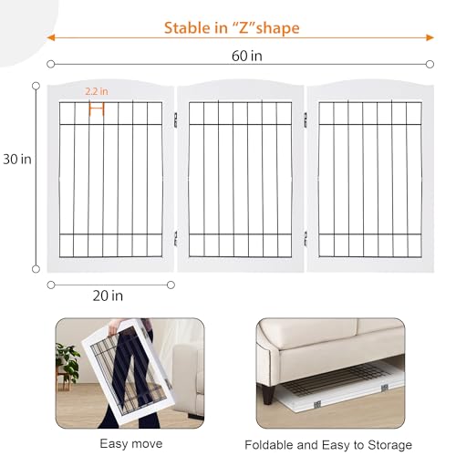 LZRS Temporary Gate in 30"Height-3 Panel, White