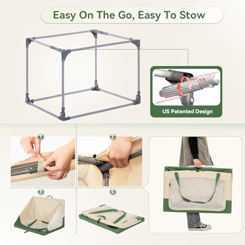 A 4 Pet Animal Cage in 36.0"L x 24.0"W x 23.0"H, Green+Beige