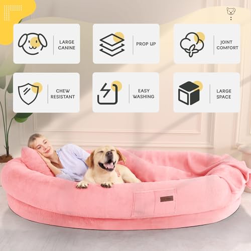 Fvkind Pet Bed Mat in 70"L×33"W×12"Th, Pink