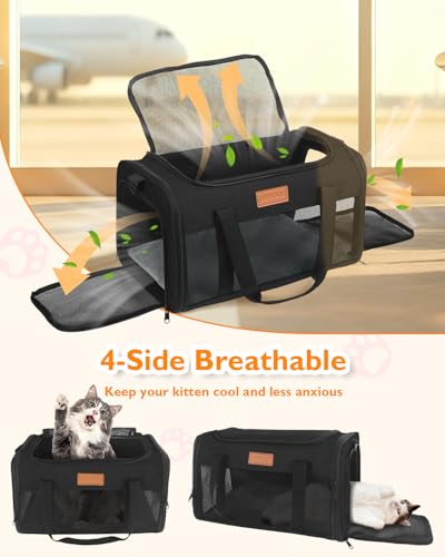 Petux Animal Carrier in 17.0"L x 11.0"W x 9.5"H, Black