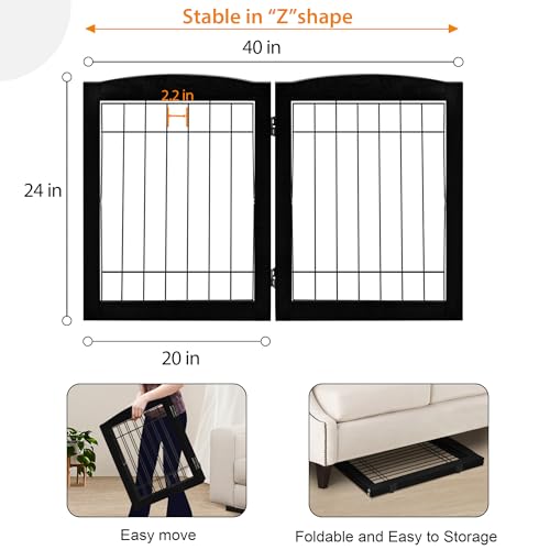 LZRS Temporary Gate in 24"Height-2 Panel, Black