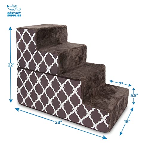 Best Pet Supplies Animal Stair in H: 22 Inches (Foldable), Brown Lattice Print