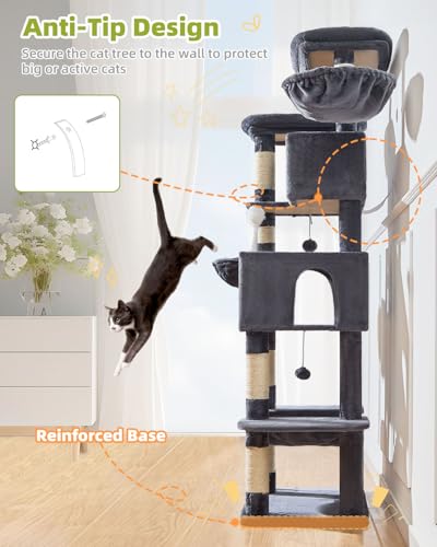 Taoqimiao Pet Activity Structure in 76 inch, Smoky Gray