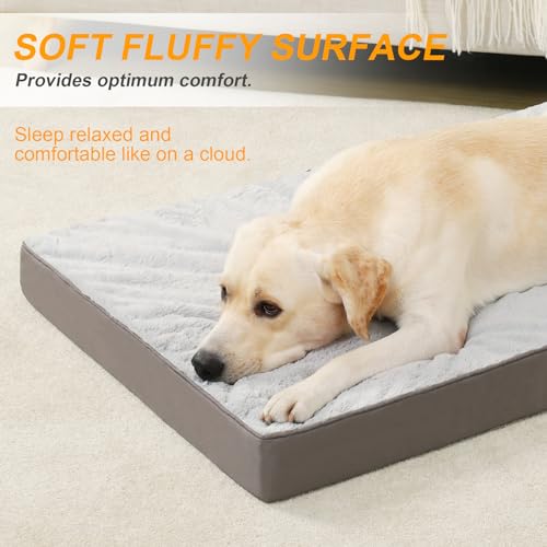 KSIIA Pet Bed Mat in 35.0"L x 22.0"W x 3.0"Th, Light Grey