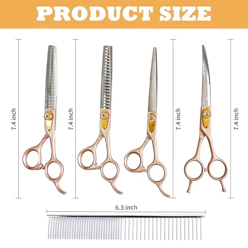 hyzrqwyw Scissors in 4 pieces - Professional Kit, Rose Gold