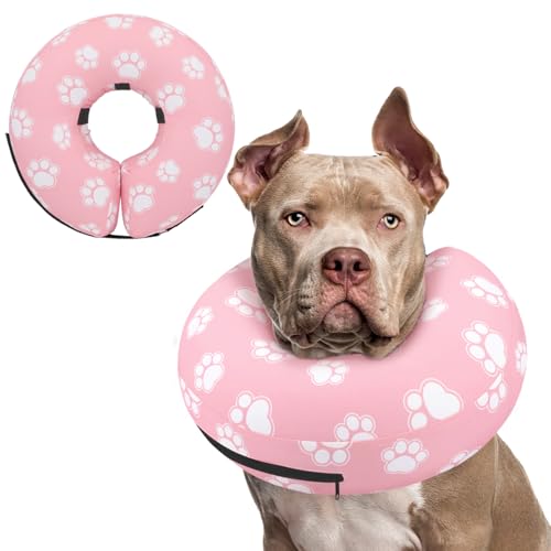 Supet Animal Recovery Collar Cone in XXL(Neck 18.5"-23.5"), T Paw Pink