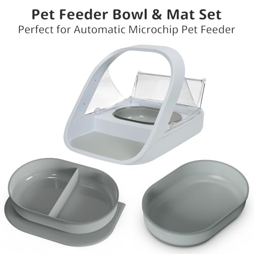 Baofum Pet Feeder in 2+1 Pack, Grey Bowls