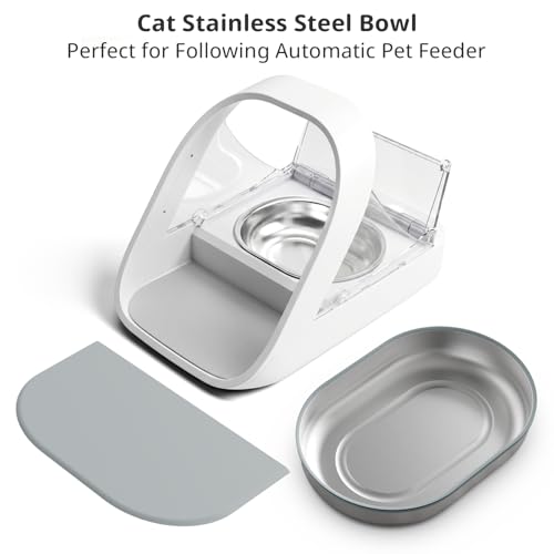Baofum Pet Feeder in 2+1 Pack, Silvery Bowls