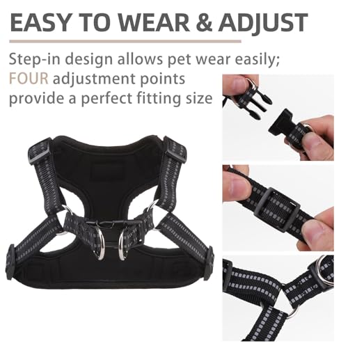 PUPTECK Animal Harness in M (17-25lbs, Chest 17"-21"), #1 Blue(Breathable Mesh)