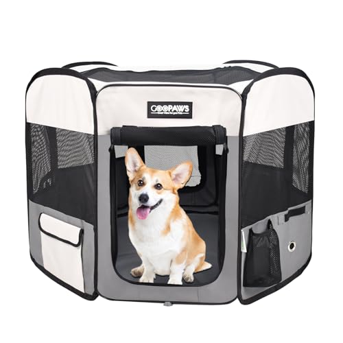JESPET Pet Playpen in 45 x 45 x 24 inches, Light Grey