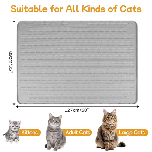 Lanstics Pet Placemat in 50"L x 35"W, Light Grey